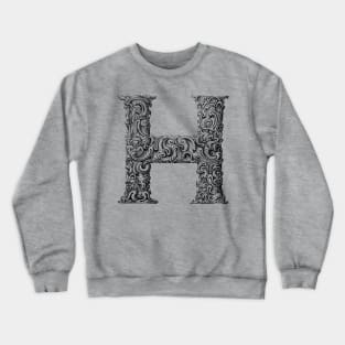 Vintage Initial Letter Lettering Alphabet H Crewneck Sweatshirt